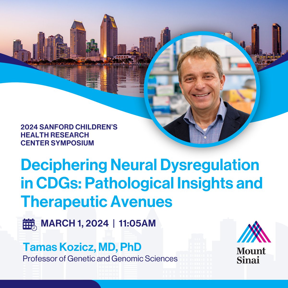 Join Dr. Tamas Kozicz tomorrow at the 2024 Sanford Children’s Health Research Center Symposium for an insightful presentation on 'Deciphering Neural Dysregulation in CDGs: Pathological Insights and Therapeutic Avenues.' #RareDiseaseDay #RareDiseaseDay2024 @SinaiGenetics