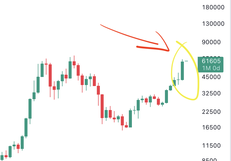 Incredible monthly close for bitcoin!

Over 60k!