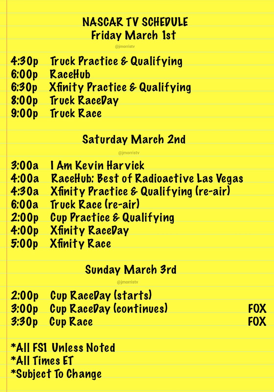 Nascar Schedule This Weekend On TV