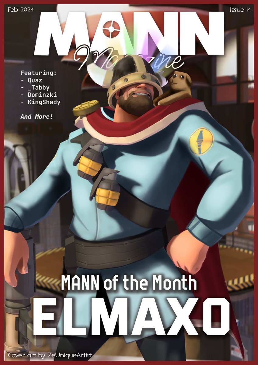 MANN MAGAZINE FIRST ISSUE OF 2024 🧵 (1/3)
For the first issue of MANN Magazine: the MANN of the Month is <a href="/elmaxo_swag/">elmaxo</a>! Featuring <a href="/quaziesart/">quaz</a>, _Tabby, Dominzki, <a href="/KingShadyy/">KingShady 🇬🇧 | (Next stop: Mega Con Manchester!</a> &amp; more! Read it at our new website: mannmagazine.neocities.org