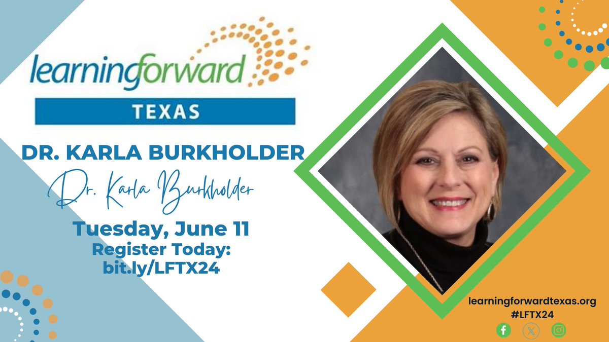 🎉We are thrilled to welcome Dr. Karla Burkholder as a featured presenter at the Learning Forward Texas Conference! You do not want to miss her sessions! Early Bird Registration closes on March 1. #LFTX #LFTXLearns #LFTX24 #LFTX2024 Register today: bit.ly/LFTX24
