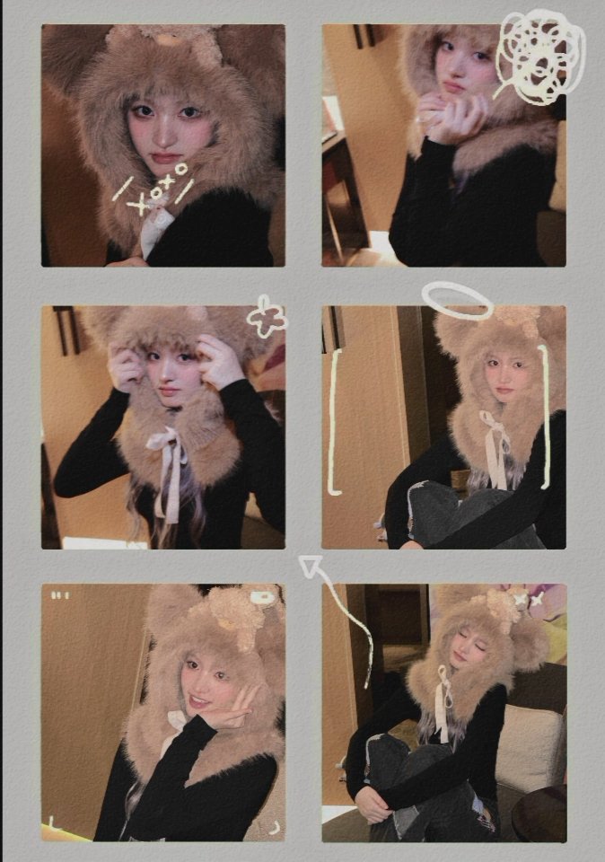 ᅠ
ᅠᅠᅠ ͏ᅠᅠ⠀⠀-`,✎. . 

⠀⠀ ꒰🎀꒱ feeling cozy and incredibly cute, I'm capturing the coziness and sweetness of my fuzzy bear hats.
ᅠ