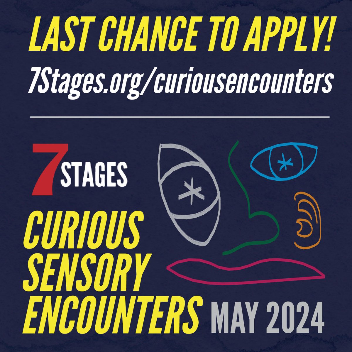 Last chance to apply to take part in Curious Sensory Encounters this May! Application deadline is March 4, 2024 for dancers, musicians, all types of performers, installation artists, sculptors, filmmakers and more. Visit 7Stages.org/curiousencount… to learn more apply before March 4