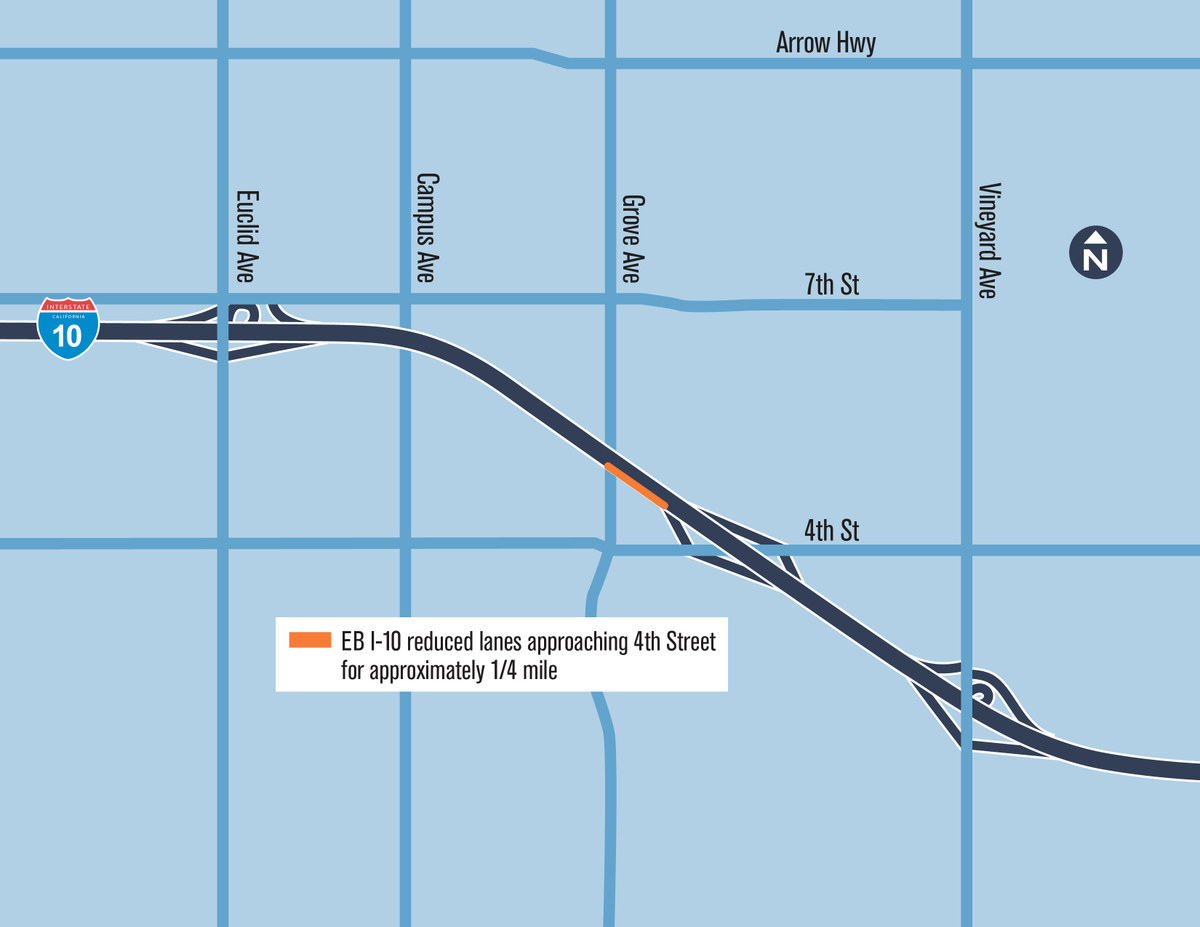 I-10 DRIVERS: Friday, March 1 at 10 PM through Monday, March 4 at 5 AM, two left lanes of EB I-10 are scheduled to close approaching 4th Street for approximately 1/4 mile. Two lanes will remain open at all times. For more info, visit goSBCTA.com/i10corridor Posted: 02/29/24