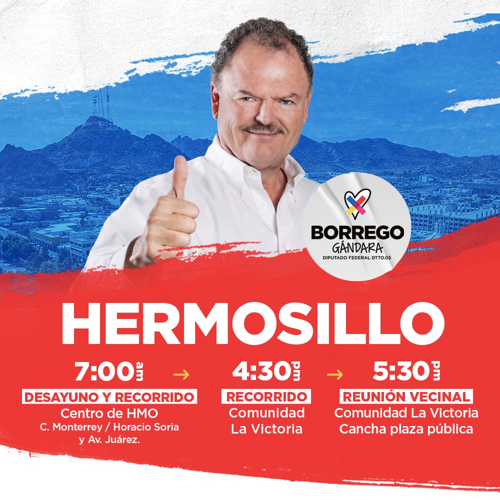 PuroBorrego's tweet photo. Mañana nuestro amigo '@EGandaraC iniciará campaña en un lugar muy simbólico: #LaVictoria, comunidad rural al oriente de Hermosillo.

Antes, desayunará en el Centro d #Hermosillo con sus amigos locatarios de ese sector y lo recorrerá.

#PuroBorrego 🐏🌵 #BorregoGándara https://t.co/lgmEXNHLGu