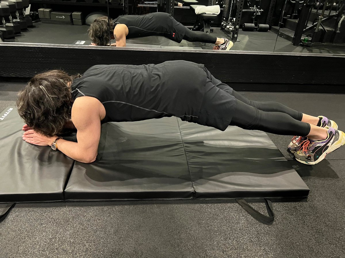 I’VE FALLEN AND I CAN’T GET UP!!! Just kidding… Doing “planks” at the gym.