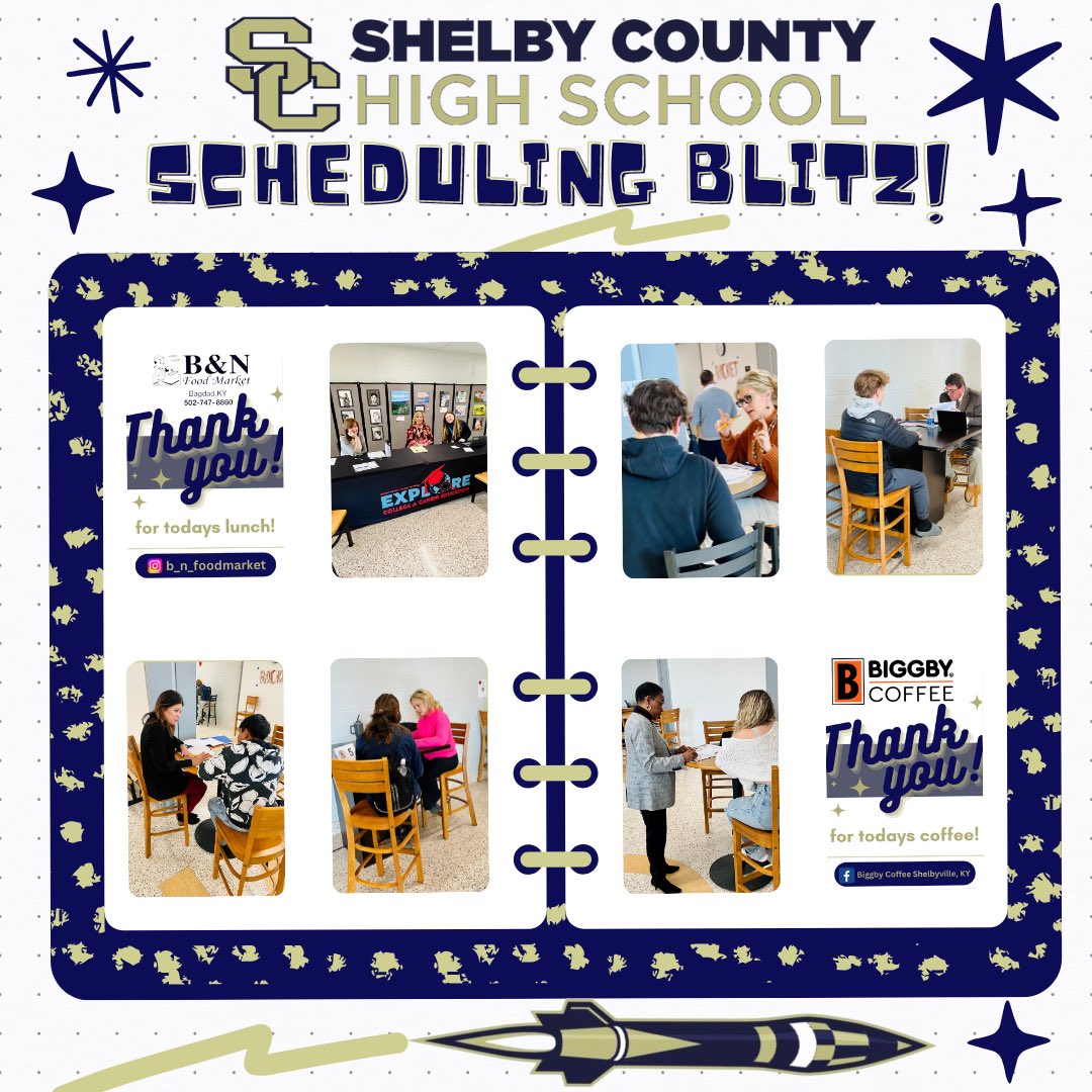 Chelsea Windhorst (@cwindhorst2) on Twitter photo Day 1 of the SCHS Scheduling Blitz was a success! Thankful for our local business partners (B&N Food Market and Biggby Coffee Shelbyville) who always support our schools! πππ <a href="/RktRegistrar/">Ms.Ropπ«</a> <a href="/RocketPrincipal/">Shelby County High School</a> Day 1 of the SCHS Scheduling Blitz was a success! Thankful for our local business partners (B&N Food Market and Biggby Coffee Shelbyville) who always support our schools! πππ <a href="/RktRegistrar/">Ms.Ropπ«</a> <a href="/RocketPrincipal/">Shelby County High School</a>