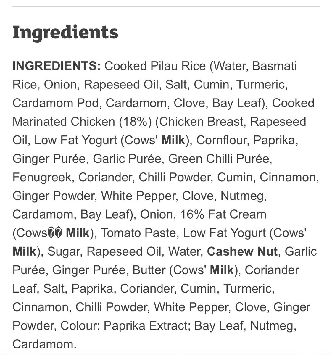 For example, here’s the ingredients list of a chicken tikka marsala readymeal picked at random. (Like what  the image suggests.)

It’s really not very different to what you would cook at home.

It is however perceived as convenient and low social status, so…