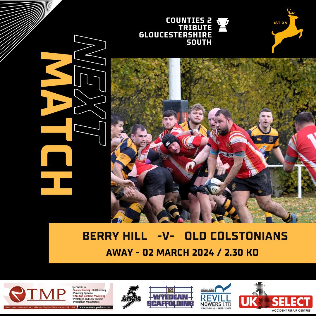 This saturday 2nd March Away v Old colstonians 2:30 kick off