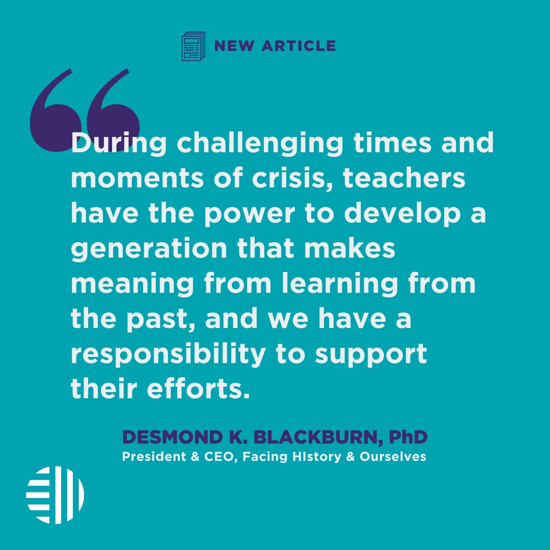 As our students come of age during this challenging and polarizing time, we must equip them with the tools to make sense of the world around them. @DBlackburnFH, reflects on the vital role history education plays in preparing students for the future.pulse.ly/pgm47wd8h8