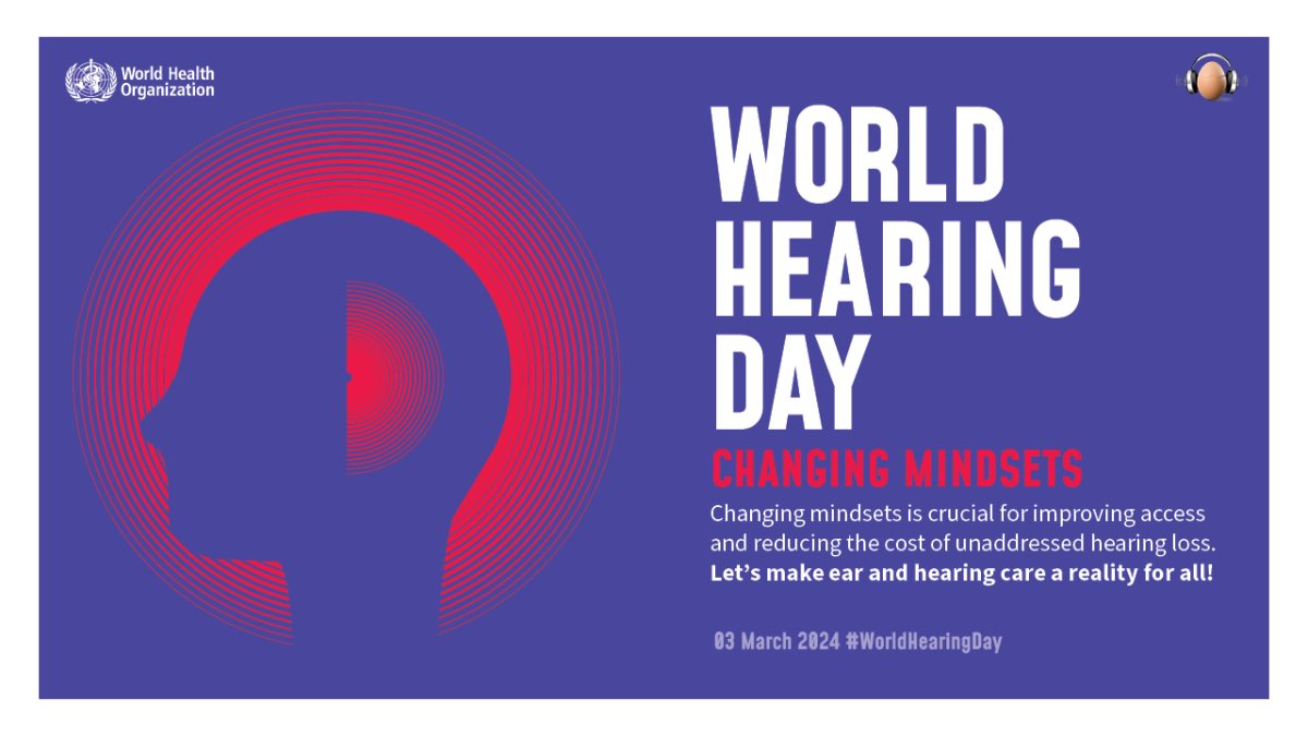 audguy84's tweet photo. World Hearing Day is held on March 3rd of each year through the World Health Organization. The theme of the 2024 Campaign is “Changing mindsets: Let’s make ear and hearing care a reality for all!”

Link: https://t.co/vGhl60lV8Q https://t.co/CvXKrpxMSE