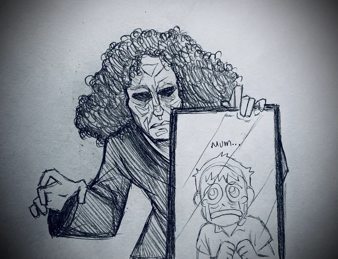 forgot to bring my tablet to work but i needed to sketch the fucking thing that lives in the walls 