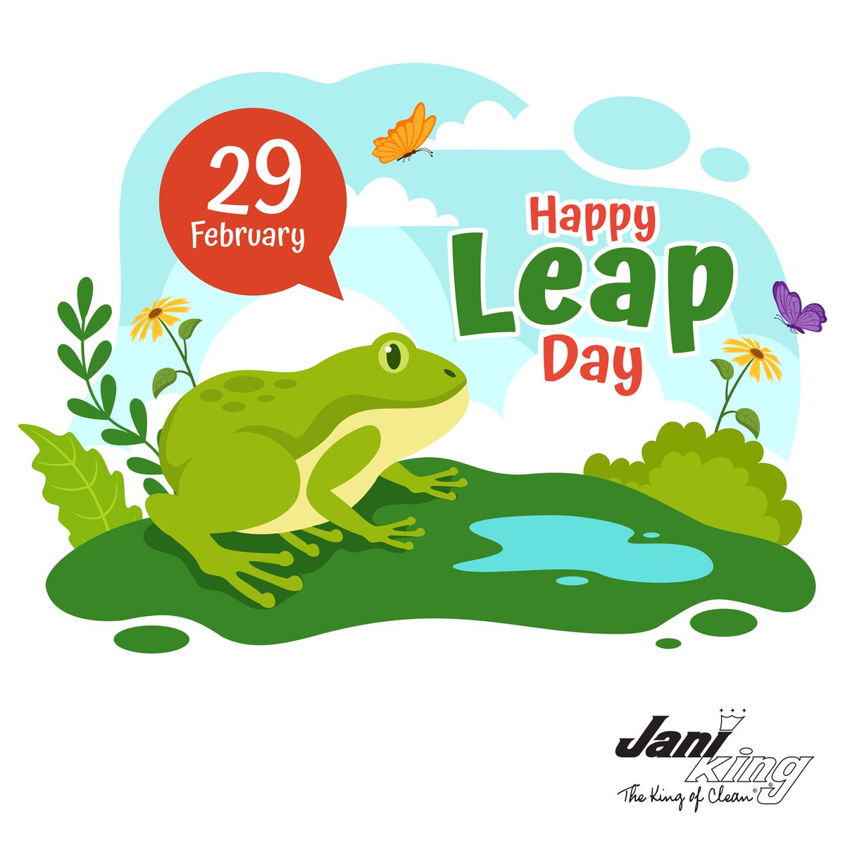 JaniKingClean's tweet photo. 🎉 Happy Leap Year! 🐸 Every four years, we get an extra day to keep things spotless. At Jani-King, we're the 'Leap' you can count on for a customized cleaning plan! 🧹👑✨
#LeapYear #ExtraClean #JaniKing #KingofClean #KeepitClean #JaniKingClean #Cleandom https://t.co/xi8Xj2fVUu