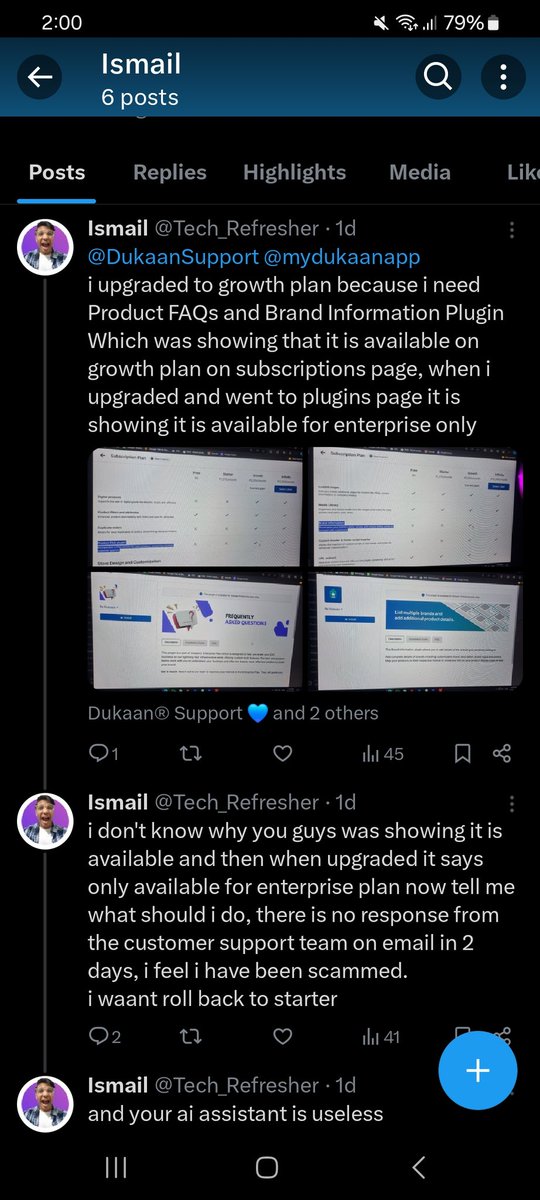 Tech_Refresher's tweet photo. @DukaanSupport @mydukaanapp @subhashchy now it has updated and product faq and brand info is removed from growth bruh 😵‍💫
i want to roll back to starter plan and give me refund or dukaan credits https://t.co/lf5XHU2Khv