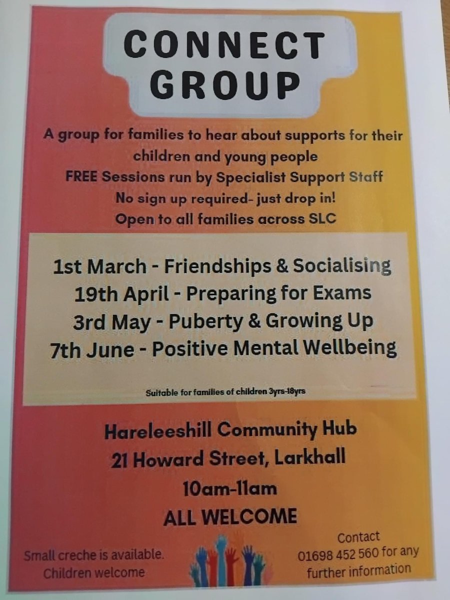 Tomorrow is the first time our Connect group has meet since moving to monthly meetings!New time of 10-11am Helping our children to create good friendships and social skills is so important to their development. Come along and join! @SLCAttachment @Love__Autism @NASSouthlanarks