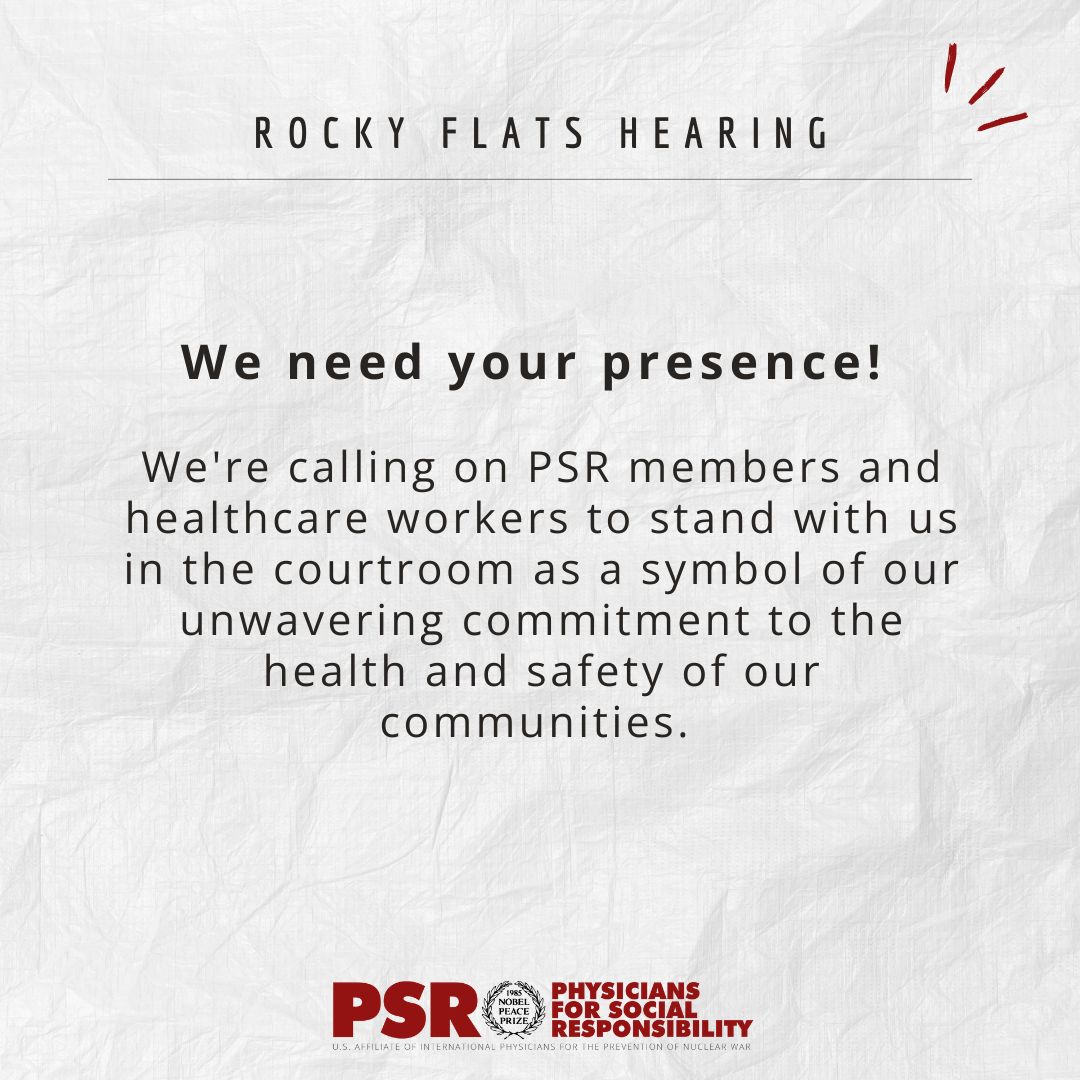 📢 Calling all advocates for environmental and public health! We're fighting for a preliminary injunction to halt the construction of an 8-mile pathway through the contaminated Rocky Flats National Wildlife Refuge. Head to psr.org for more information!