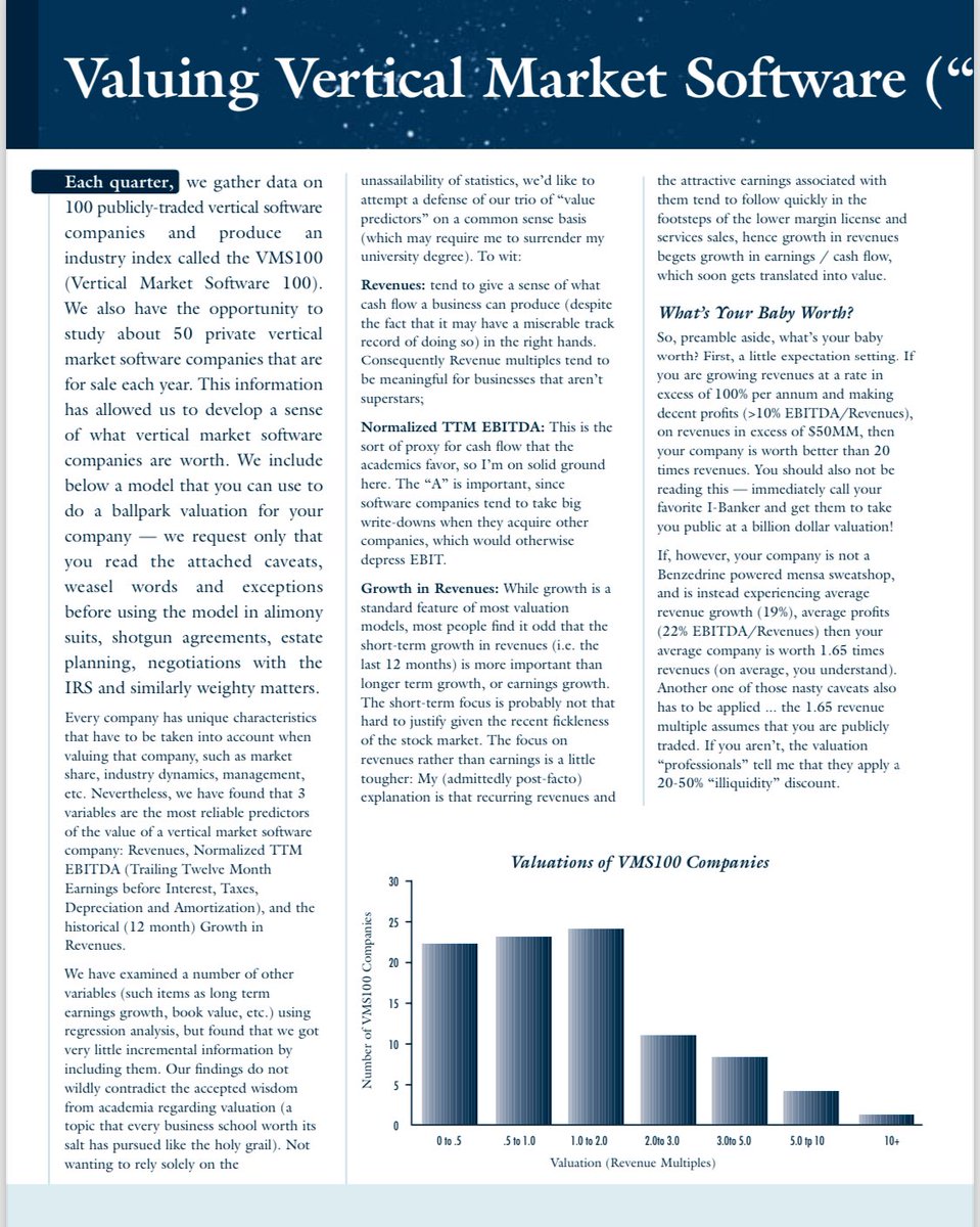NotMarkLeonard's tweet photo. As @Speedwell_LLC mentions in the podcast on $CSU.TO Leonard 🧙‍♂️ wrote a quarterly newsletter 📰 it was called Opportunity Above All - Tracking the Vertical Market Software Industry. 
👀Here is the first edition - 4th Quarter 1998 - “To Sell or Not to Sell - Valuing VMS Companies https://t.co/lf3fSoeGKP