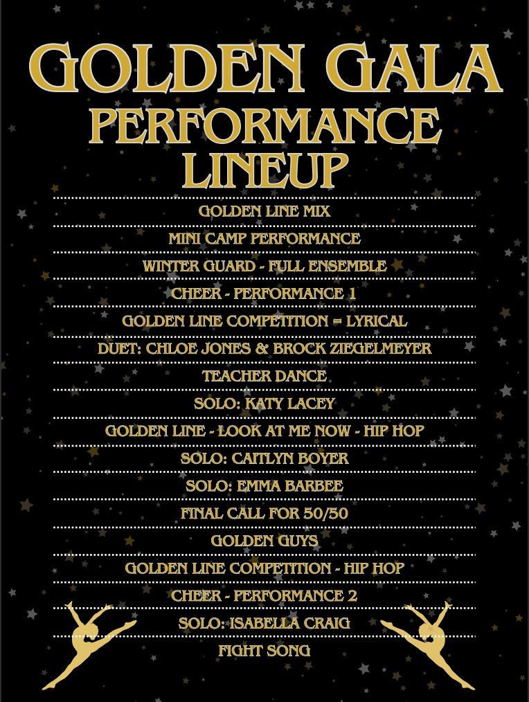 This is the Golden Gala Schedule for Friday Night at WHS!
Gates open at 5:30
Show starts at 6:00
Entry fee is $5!