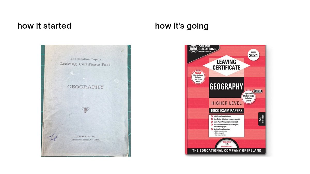 Leaving Cert Exam papers in the 1980s vs Today
@FolensEducation @edco_ie 
#leavingcert #the80s #edchatie #nostalgicireland #irelandinthe80s