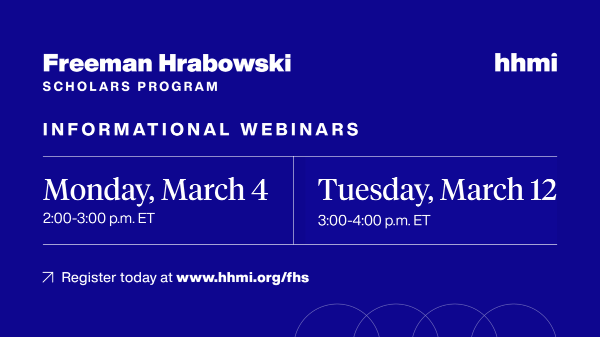 🔎Are you interested in learning more about HHMI's Freeman Hrabowski Scholars Program? If so, we invite you to register for one of our informational webinars to learn about the #FHScholars Program and the application process: hhmi.news/FHS 👈