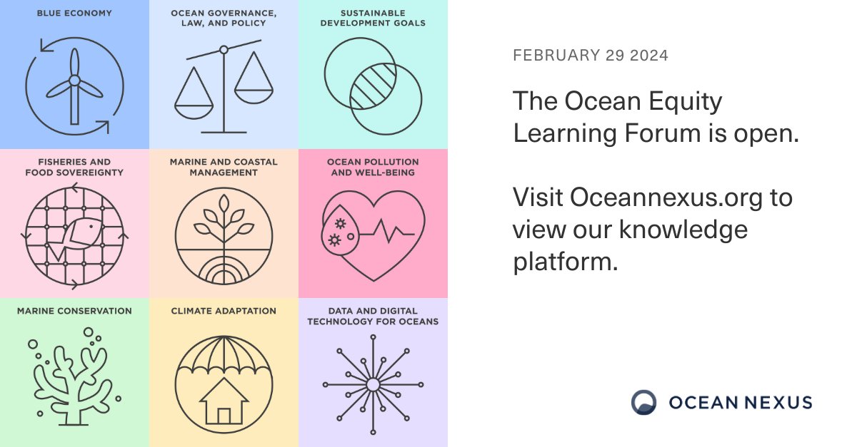 Introducing our new website: Oceannexus.org. On our new website, the Ocean Equity Learning Forum consolidates ocean research focused on social equity — available for everyone to access. Thank you to our Ocean Nexus community!