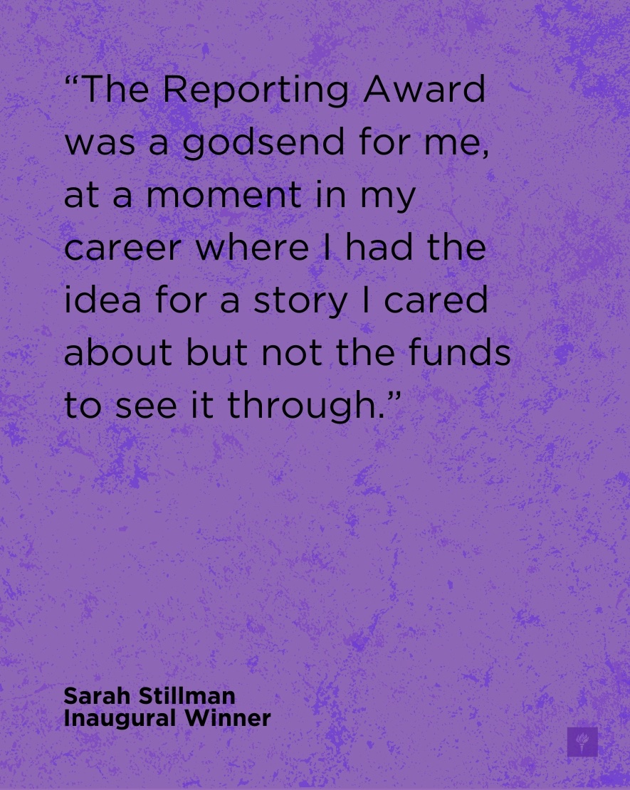 Applications for the 2024 Reporting Award are being accepted thru March 18th | Learn more about our esteemed past winners — including the @NewYorker’s @stillsarita — and apply at the link below: journalism.nyu.edu/about-us/award… #journalism