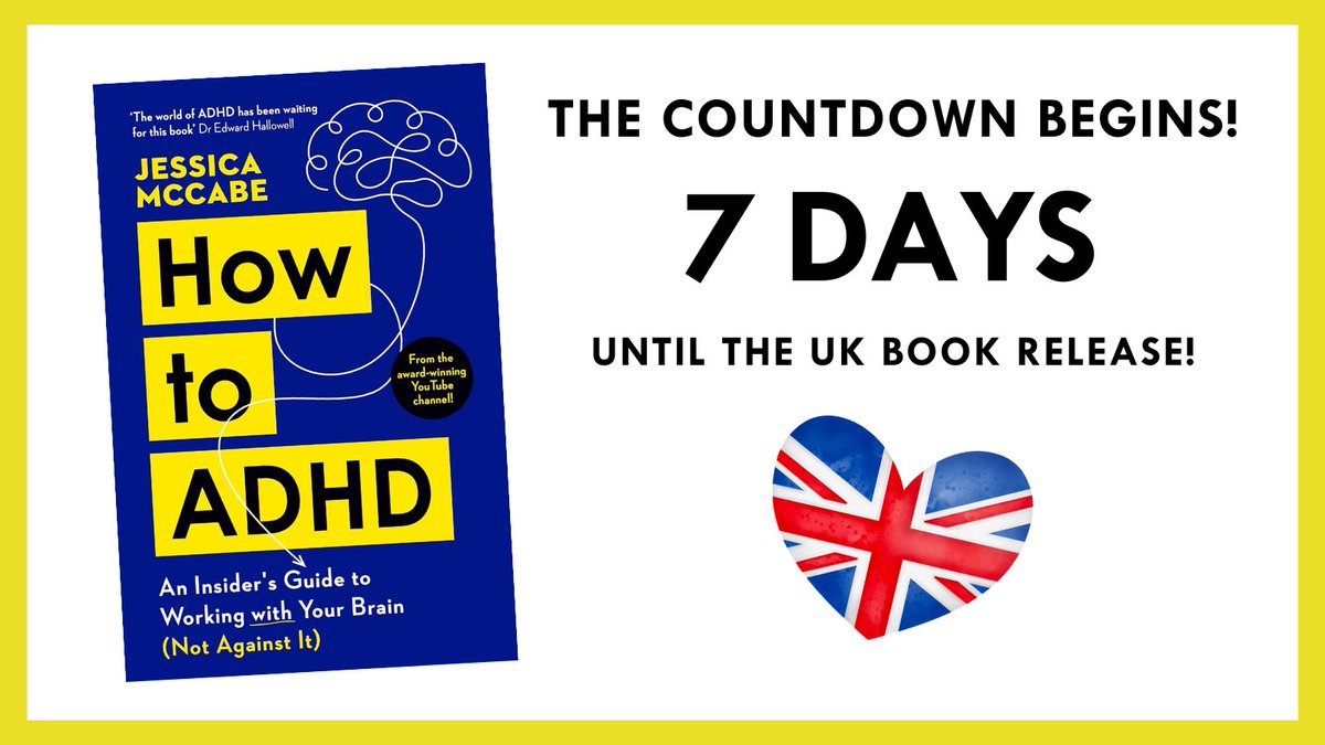 It's almost time, UK!! How to ADHD the Book is almost here! Can you believe it'll finally be available in a week?! What are you looking forward to the most about it? Let us know in the replies below! Check it out at howtoadhdbook.com #HowToADHD #HowToADHDBook