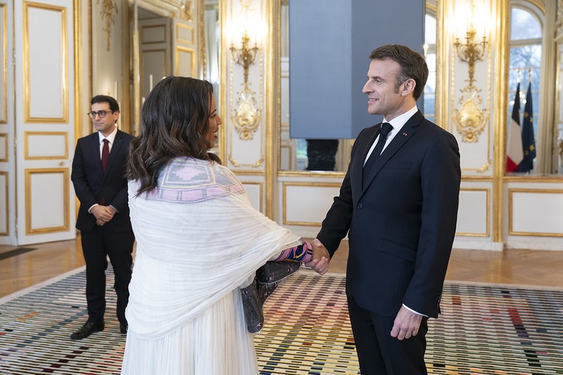 ክብርት አምባሳደር ማህሌት ሃይሉ ጓዴ የሹመት ደብዳቤያቸውን ለክቡር የፈረንሳይ ሪፐብሊክ ፕሬዚዳንት ኤማኑኤል ማክሮ አቀረቡ።
S.E @HailuMahlet , a présenté ses lettres de créances à S.E. Emmanuel Macron, Président de la République Française