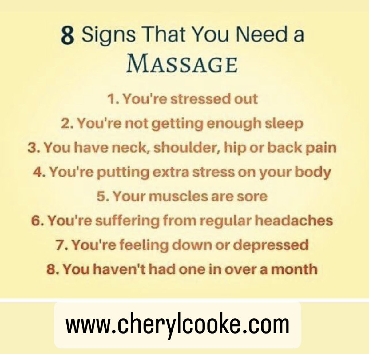 ferapi's tweet image. Signs you are in need of a massage 
#massage #sportsmassagetherapy #muscletension #relax #selflove #timeforyourself #selfloveisthebestlove #injurypreventation #healthybody