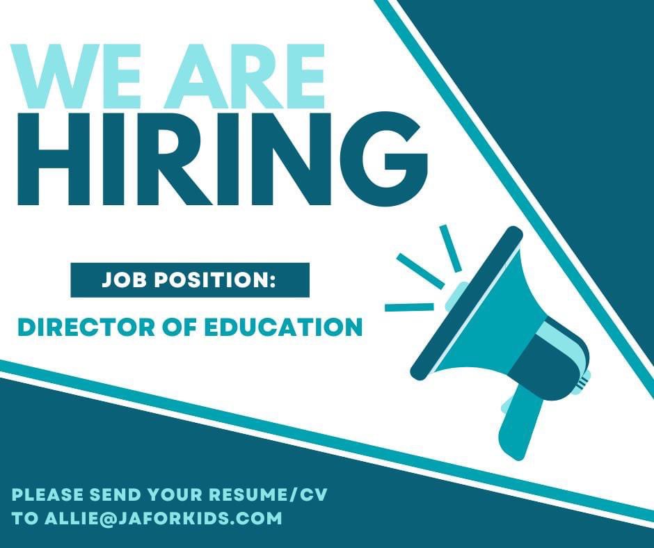 JA IS #HIRING 🔊 Check out the link below for more information on the Director of Education role. We’d love to have you join our team! Reach out to allie@jaforkids.com with any questions. linkedin.com/jobs/view/3843…