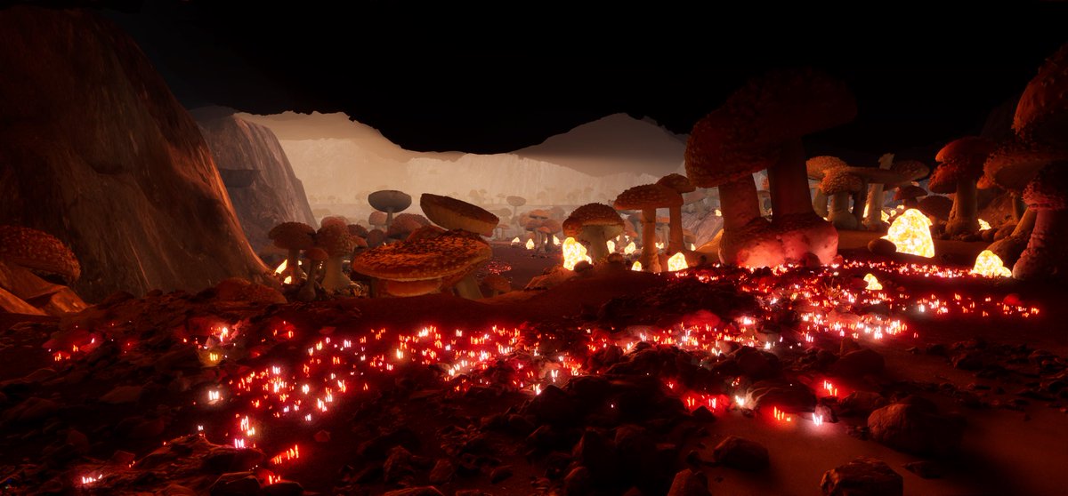 The previously mentioned “glowing caverns” found beneath the Godak forests, once considered a garden used for harvesting the orange sprout fungus consumed by the inhabitants