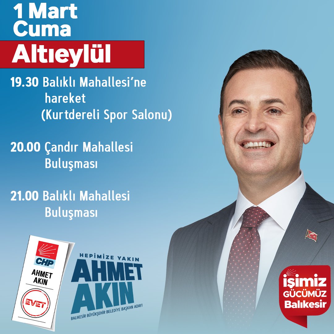 ahmetakin's tweet photo. 1 Mart Cuma günü Altıeylül’de buluşuyoruz. Görüşmek dileğiyle...

#HepimizeYakınAhmetAkın
#10NumaraKent https://t.co/kTsbURxhYv