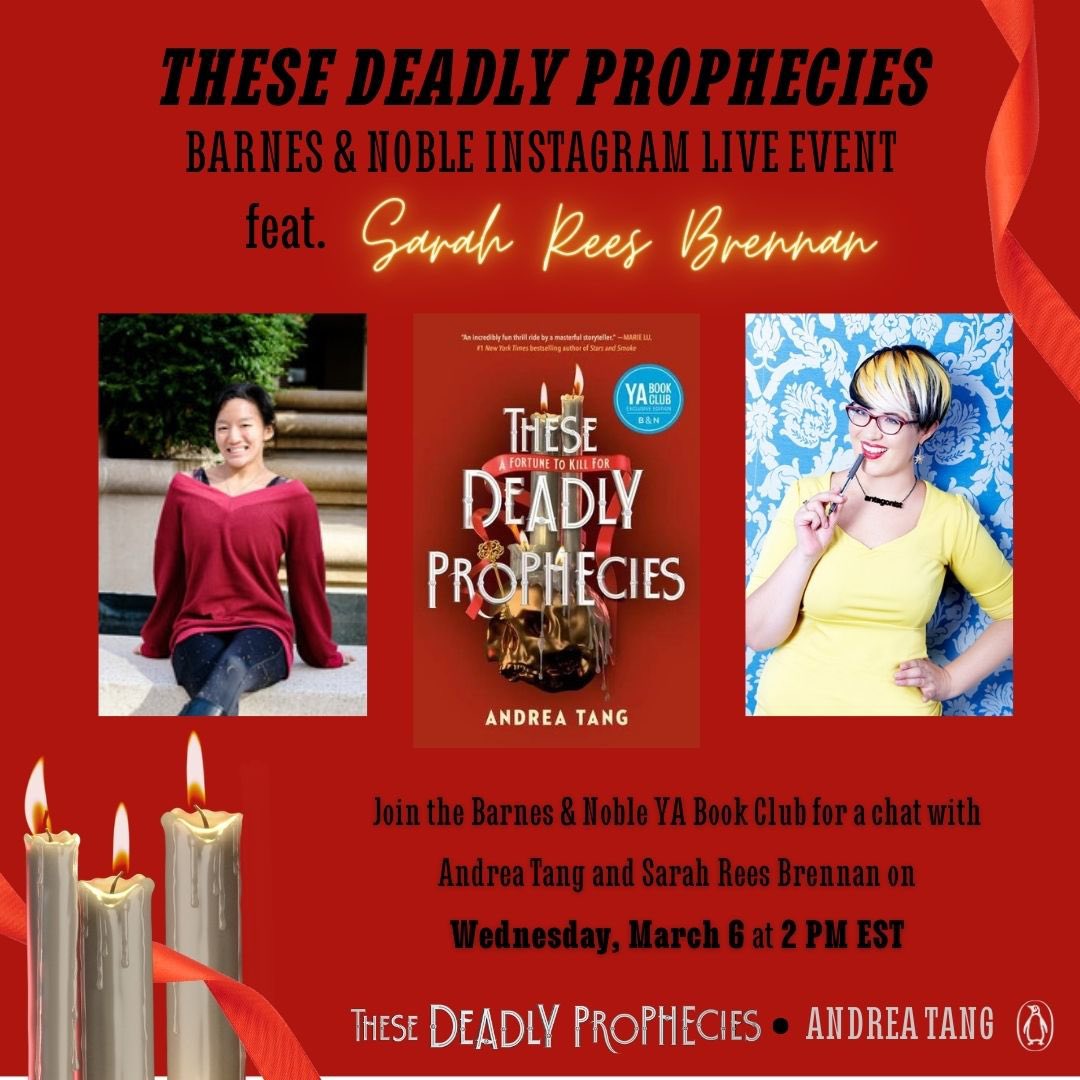 Andrea Tang (@atangwrites) on Twitter photo Hello friends!! For those of you who donāt follow me on IG, Iām popping in here to excitedly remind folks that Iāll be in conversation with my own personal literary hero <a href="/sarahreesbrenna/">Sarah Rees Brennan</a> next week for a virtual B&N book club event! Tune in Wednesday, March 6 at 2 PM EST! š„° Hello friends!! For those of you who donāt follow me on IG, Iām popping in here to excitedly remind folks that Iāll be in conversation with my own personal literary hero <a href="/sarahreesbrenna/">Sarah Rees Brennan</a> next week for a virtual B&N book club event! Tune in Wednesday, March 6 at 2 PM EST! š„°