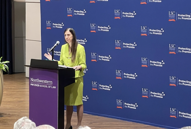 LSCtweets's tweet photo. “For far too many Americans, the system isn’t working," says @ABAesq President Mary Smith.
"The scales of justice are imbalanced, leaving millions to struggle with issues like debt, eviction, foreclosures, and family safety maters without the necessary legal help.” #LSCForum https://t.co/g1jpYnbLbt