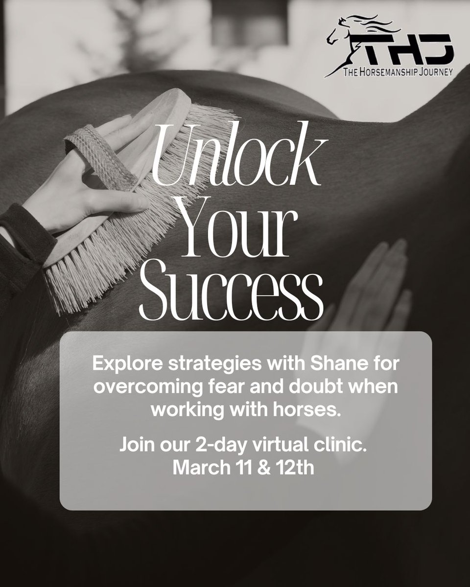 ShaneJacob_'s tweet photo. The Horsemanship Journey Clinic, led by coach Shane Jacob, helps riders struggling with confidence issues by offering personalized support and a place to engage and ask questions. 
March 11 &amp; 12th 9 - 10:30 am PST
Register today 💥
https://t.co/4D1oHdABkR

#thj #chasinit https://t.co/sc7kYk0FST