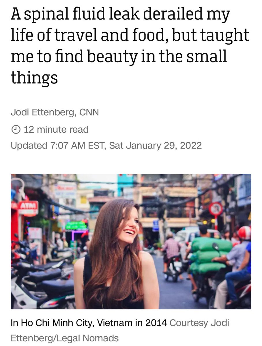 legalnomads's tweet image. Today is Rare Disease Day, & I wanted to reshare a piece I wrote about mine, a spinal CSF leak that I sustained 6.5 years ago via lumbar puncture. It’s a debilitating condition, & for some cases like mine a permanent or even long-term fix is elusive. cnn.com/travel/article…