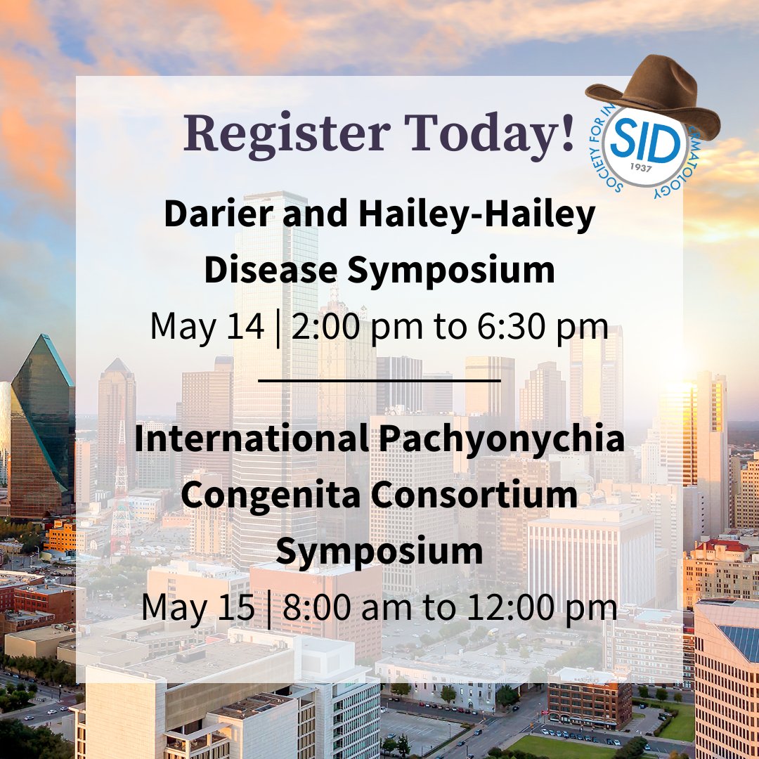 Make your travels plans so you can join us at the @SocInvestDerm meeting in Dallas for two free and excellent research symposia, plus a special dinner with all attendees. Learn more, see our fabulous lineup of speakers, and register below!