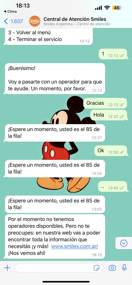 ToomFernandez's tweet photo. @SmilesOficialAR hace más de 4 meses intentó comunicarme por el único número de atención que tienen que es un bot por WhatsApp y nadie me responde me dice que no hay operadores disponibles, por eso mismo voy a iniciar acciones en defensa al consumidor ya que no responden https://t.co/TC8wn342kf