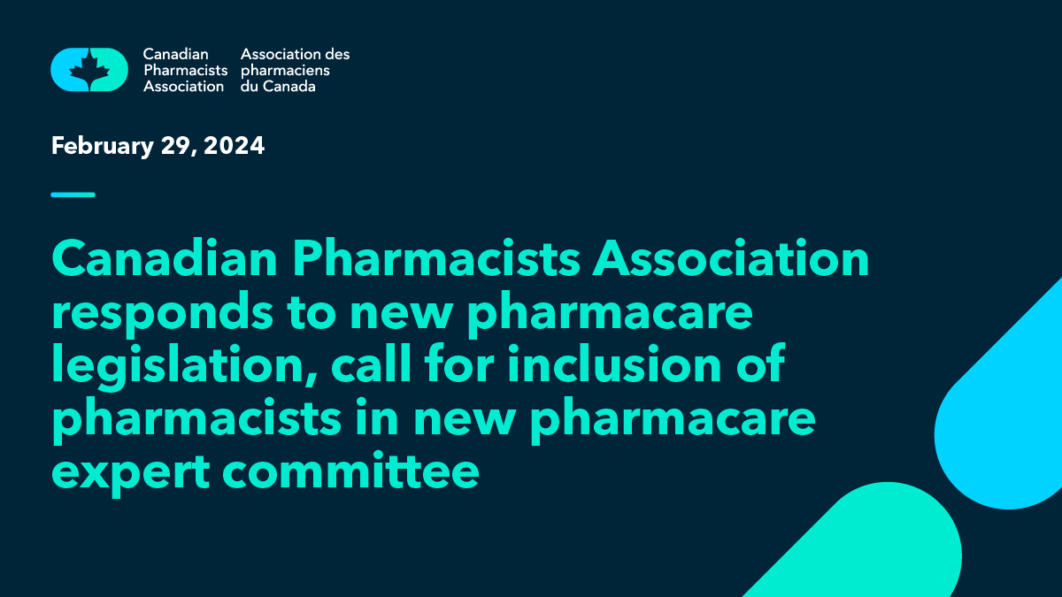 Following today's announcement of new #pharmacare legislation, CPhA is urging the Minister of Health to include a community #pharmacist in the expert advisory committee tasked with shaping this new program. ➡️ ow.ly/CUYi50QJz3f