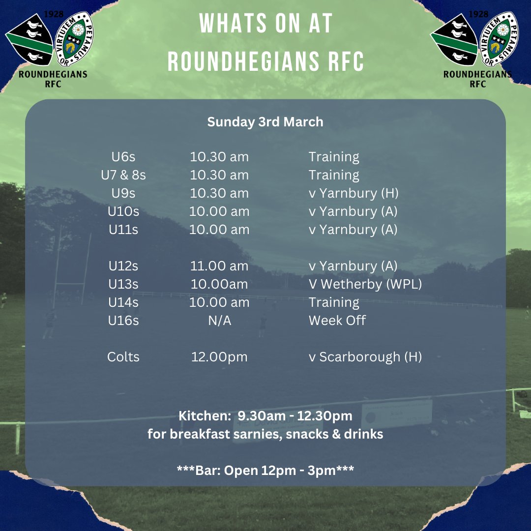 Quiet Saturday at the club this weekend - get yourself across to Leeds Corinthians for your afternoon fix of rugby!