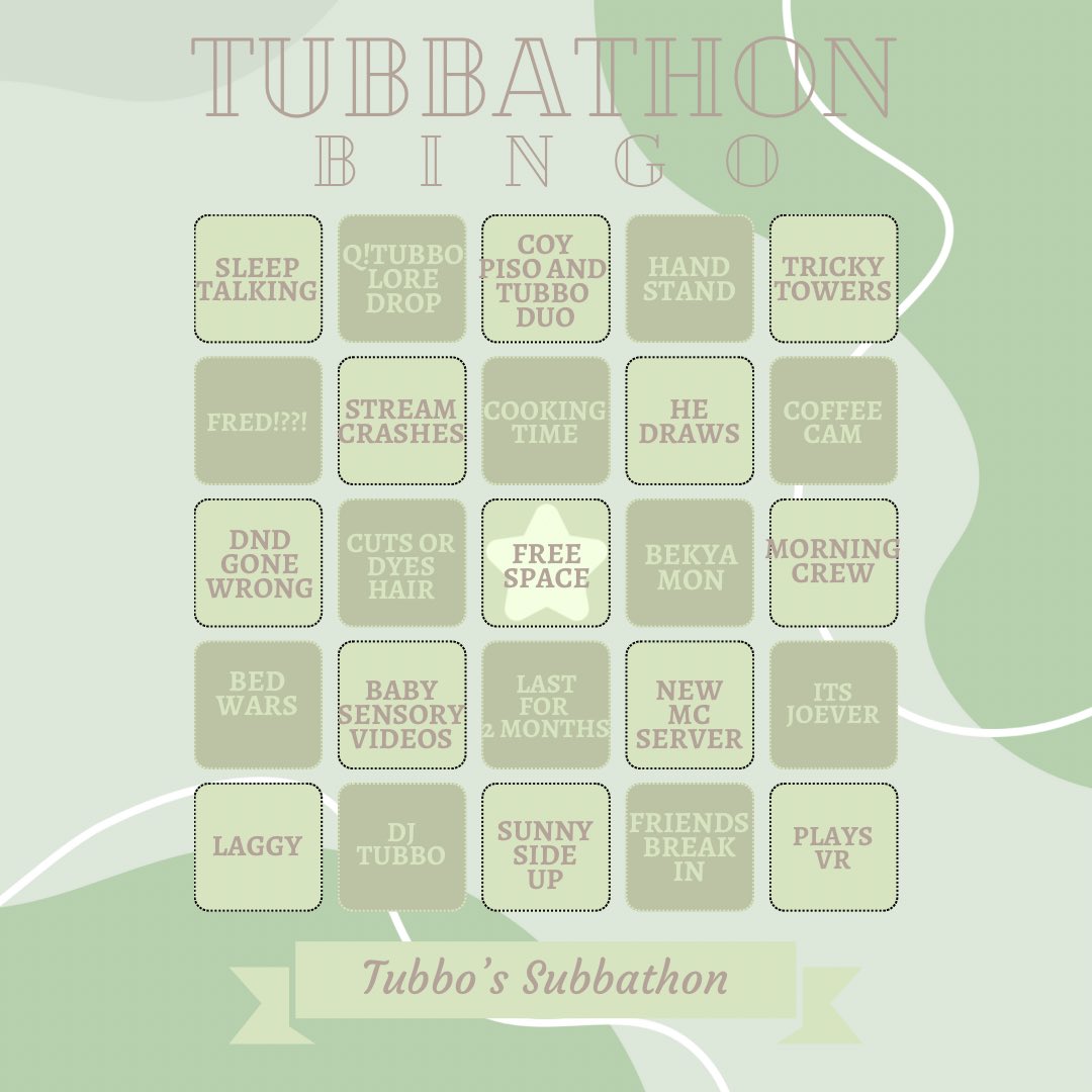 TeoBugg's tweet photo. Tubbathon Bingo cards!!!
They are all different
#TUBBO https://t.co/uDO8qdCOcZ