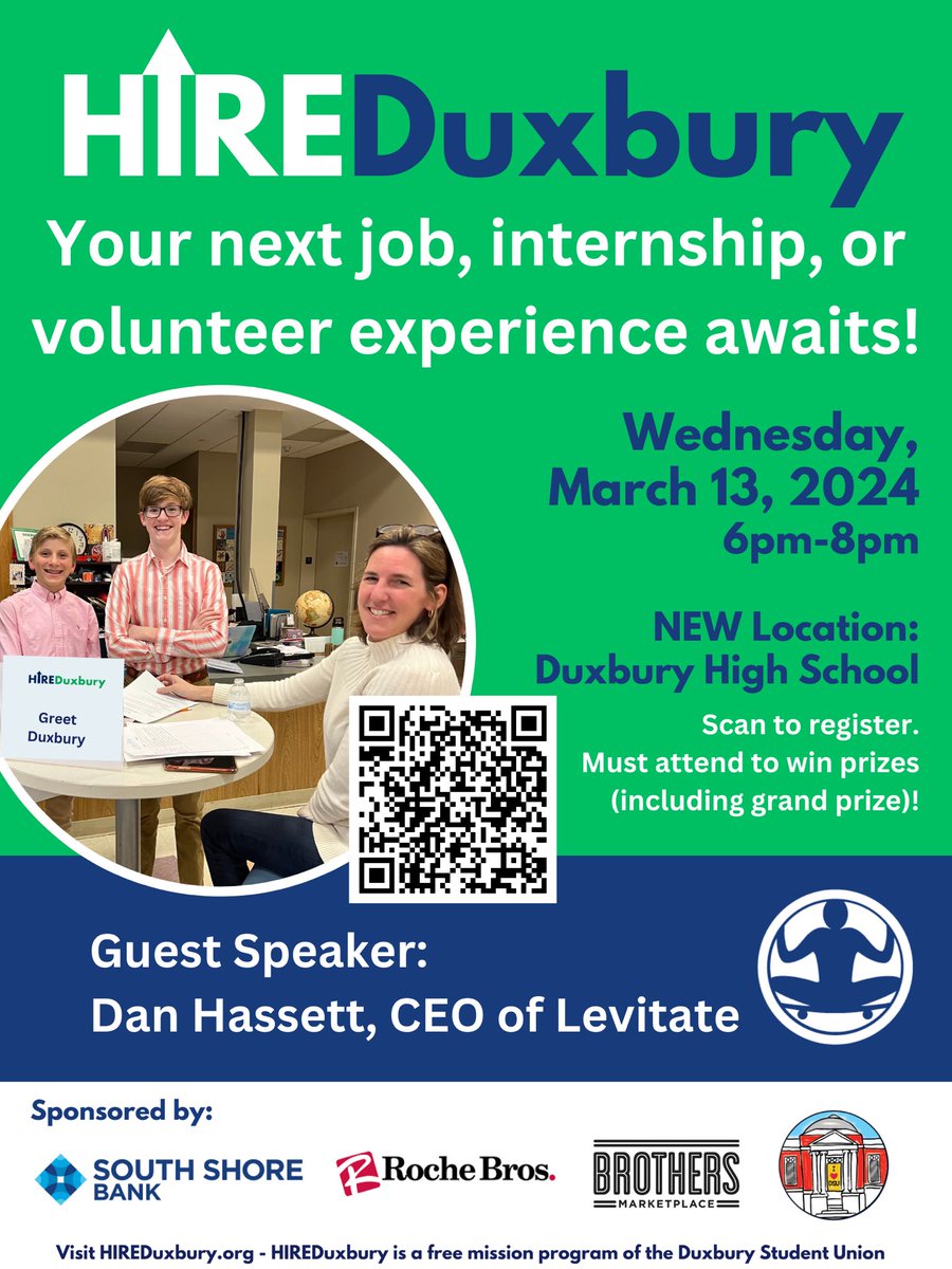 The early bird gets the worm and highly motivated teens get summer jobs on March 13th. Sign up today at duxburystudentunion.org/event/hireduxb…