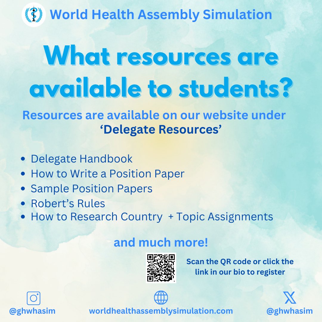 1 more day left until the 2024 World Health Assembly Simulation registration  deadline‼️ You can scan the QR code or click the link in our bio to purchase your ticket 🎟️

#YorkUniversity #WHASIM2024 #GlobalHealth