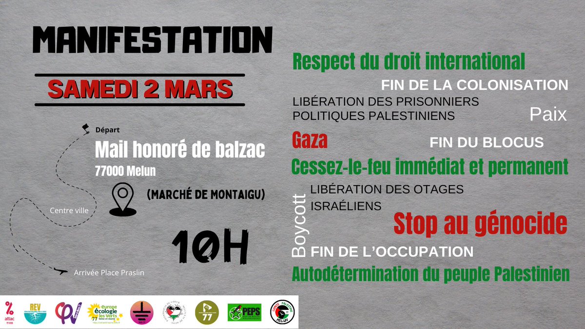 🕊️ Stop au génocide 🇵🇸
#GazaHoloucast #PalestinaLibre #genocide #lfi #eelv #soulevementsdelaterre #rev #attac #melun #Paris