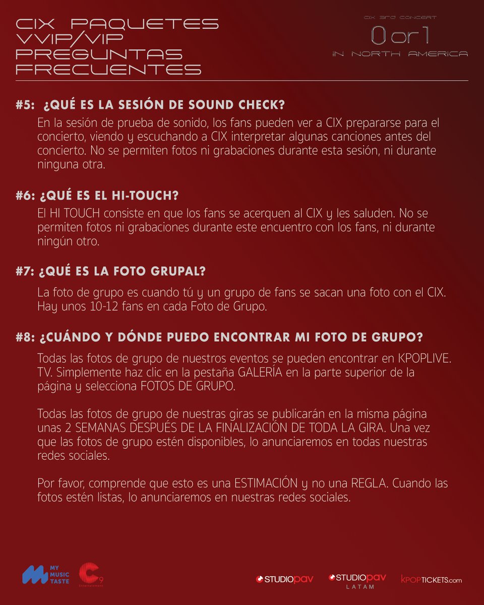 studiopav_latam's tweet photo. #FIX - por favor lee nuestras FAQ para ♦️ CIX 3rd CONCERT <0 or 1> IN NORTH AMERICA ♦️

Ten en cuenta que los Paquetes de Beneficios para Puerto Rico 🇵🇷 y México 🇲🇽 no incluyen la entrada al concierto.

#CIX #씨아이엑스 #CIXinNorthAmerica #CIXinMexico #CIX3rdConcert #0_or_1 https://t.co/HS882zVMIO