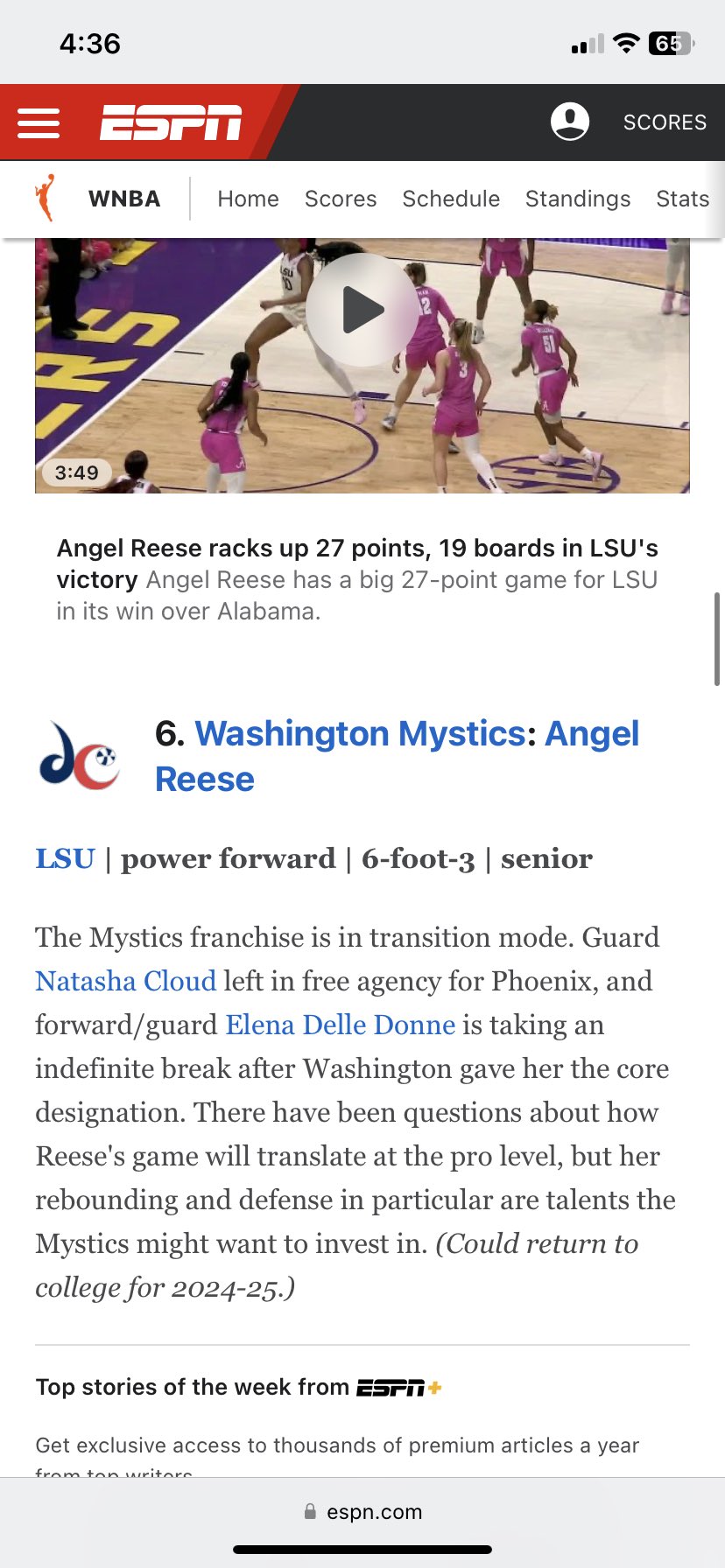 Espn online wnba scores