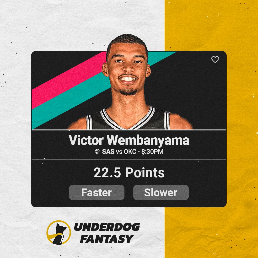 Underdog's tweet photo. Victor Wembanyama 🆚 Chet Holmgren 🍿

20 people who ❤️ this post and reply with their Underdog username and which player scores more points tonight will be selected for an entry to win $1,000 💰 https://t.co/D63bWcBGWO