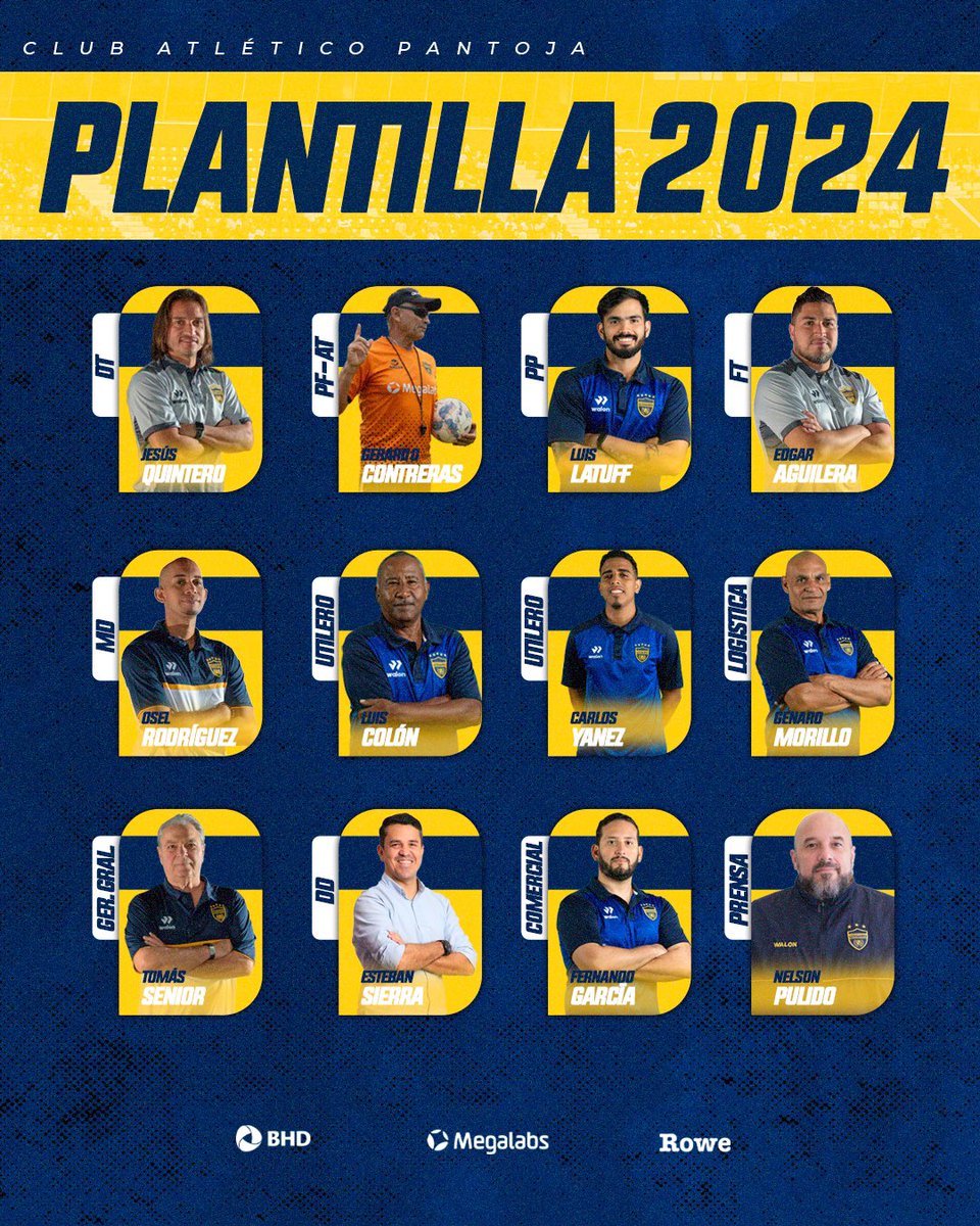 atleticopantoja's tweet photo. ¡ESTOS SON TUS GUERREROS! ⚔️💙💛💙⚔️

23 Guerreros buscarán la gloria en la temporada 2024, bajo el mando de Jesús “Piojo” Quintero y su Cuerpo Técnico.

El Club Atlético Pantoja luchará para conseguir su tercer título de la LDF y la brillar en el plano internacional.

¡VAMOS! https://t.co/wAXKCmEgxC