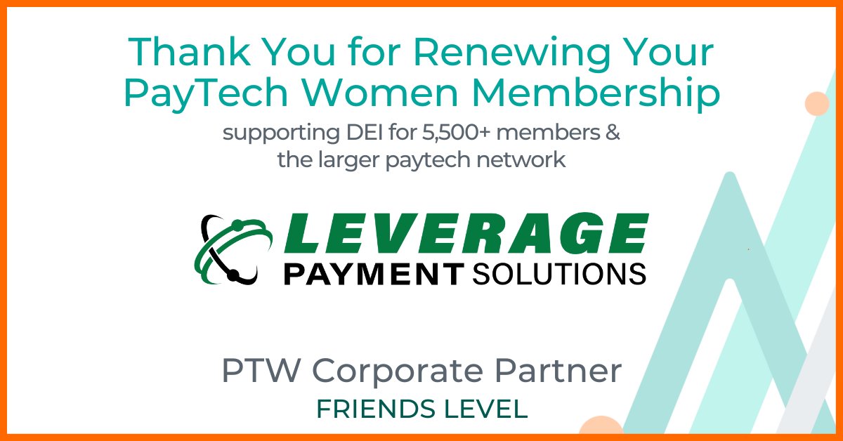 PayTechWomen's tweet photo. ๐THANK YOU to FRIEND Corporate Partner Leverage Payment Solutions for renewing their #PayTechWomen Membership! We appreciate their support of #DEI for our 5,500+ members & the #paytech network. ๐
Join us: https://t.co/mbqAXsf5Sy
@lindseylcole #PTWPartners #payments #fintech https://t.co/DNBQv7LbTs