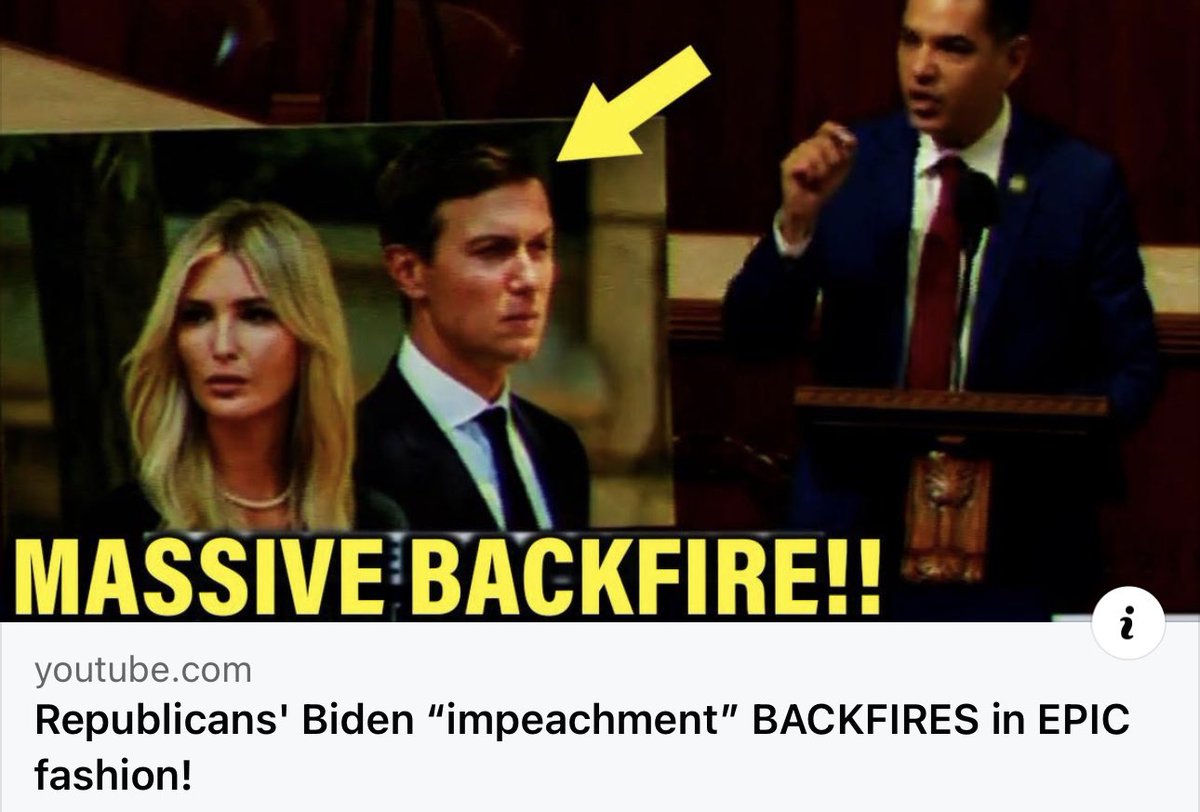 BREAKING VIDEO: 🚨🚨🚨 In an epic new video, Democratic Congressman Robert Garcia turns the table on Republicans’ phony attempt to use Hunter Biden to impeach President Biden by throwing Ivanka Trump and Jared Kushner's rampant criminality back in their faces. Watch it HERE: